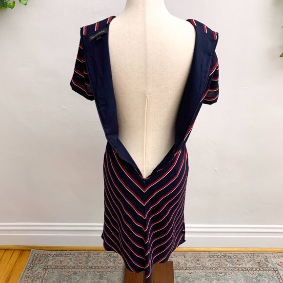 Banana Republic Chevron Striped Navy Dress Size 0 XS - Picture 7 of 9